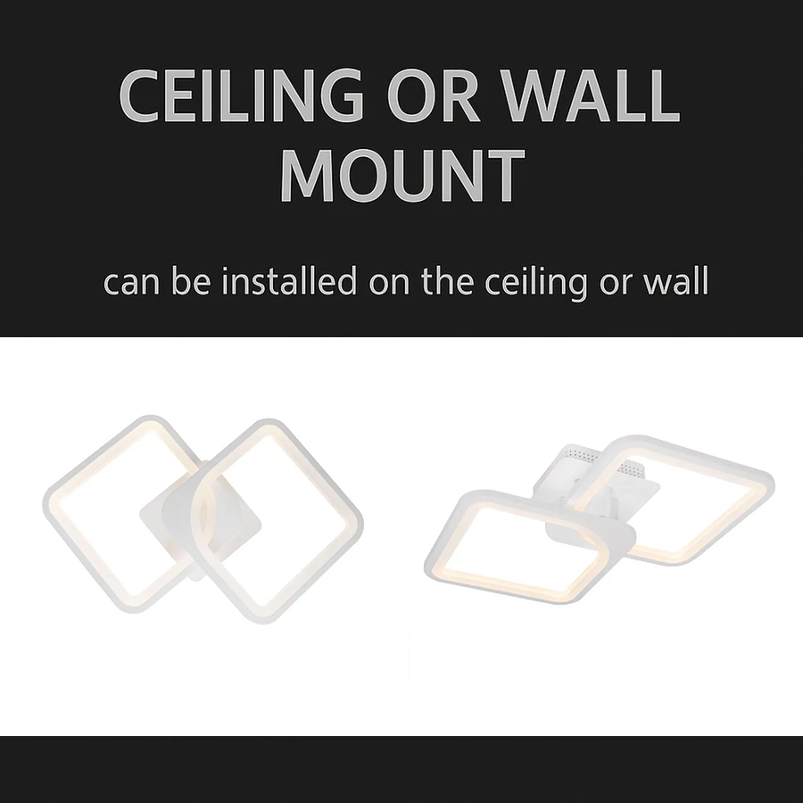 LED lustr s dálkovým ovládáním ZOE 69W, 2 čtverce, studené/teplé/neutrální světlo, stmívatelné, bílá