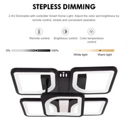 LED lustr s dálkovým ovládáním ZOE 68W, 5 čtverců, studené/teplé/neutrální světlo, stmívatelné, černá