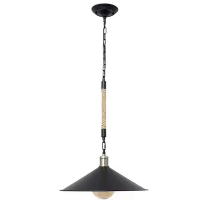 Strunový lustr LV570/1BK, 1xE27, Průměr 26,5 cm, Výška 11 cm, IP20, Hnědá, Černá, Kov a Struna, Žárovky nejsou součástí balení