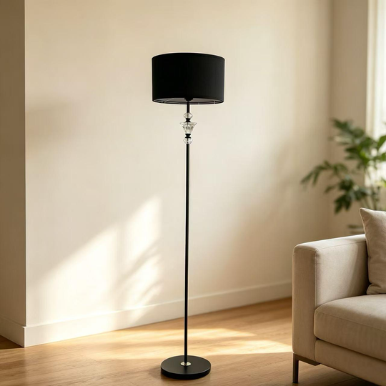 Lampa PAVLODAR, 1 x E27, kov a křišťál, černá
