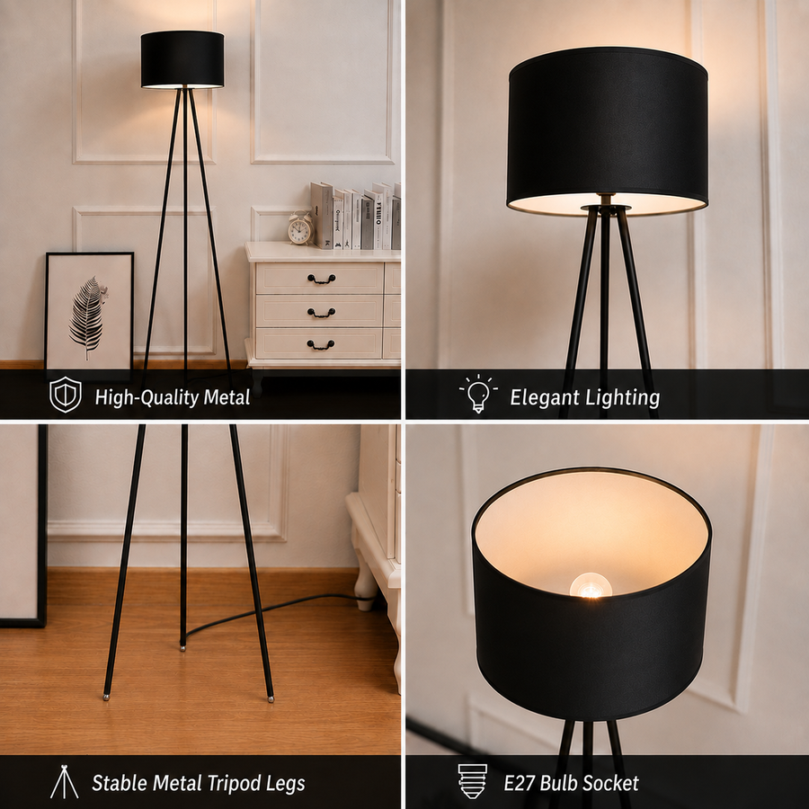 Lampadar RUDNY, 1 x E27, Metal, Negru