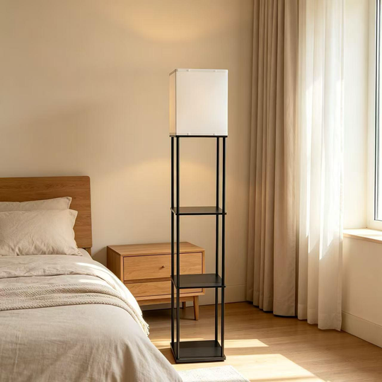Lampa TALDYKORGAN, 1 x E27, kov a dřevo, černá a bílá