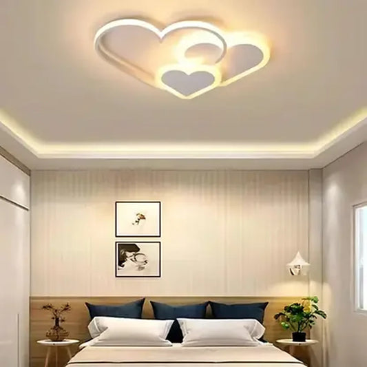 LED lustr s dálkovým ovládáním AMI 50W, 3 srdce, Studené/Teplé/Neutrální světlo, Stmívatelné, Bílá