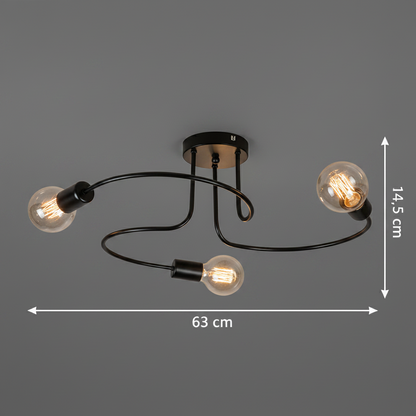 Klasický lustr PEVEK, 63cm, 3xE27, hliník, černý