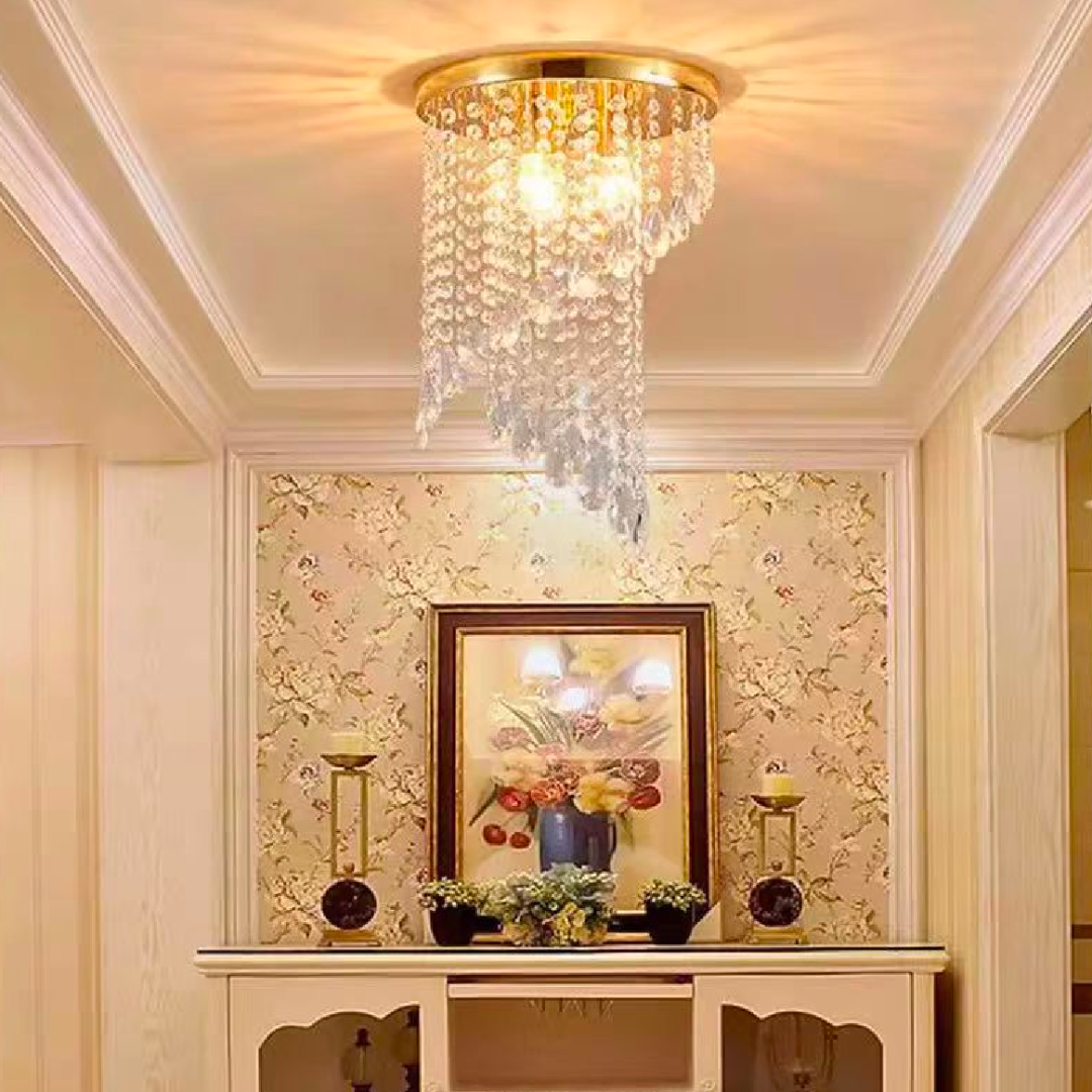 LINDERHOF Petito křišťálový lustr, průměr 30 cm, 2xE14, lesklé zlaté LED lustry a krystaly Výchozí název Alessandro Design