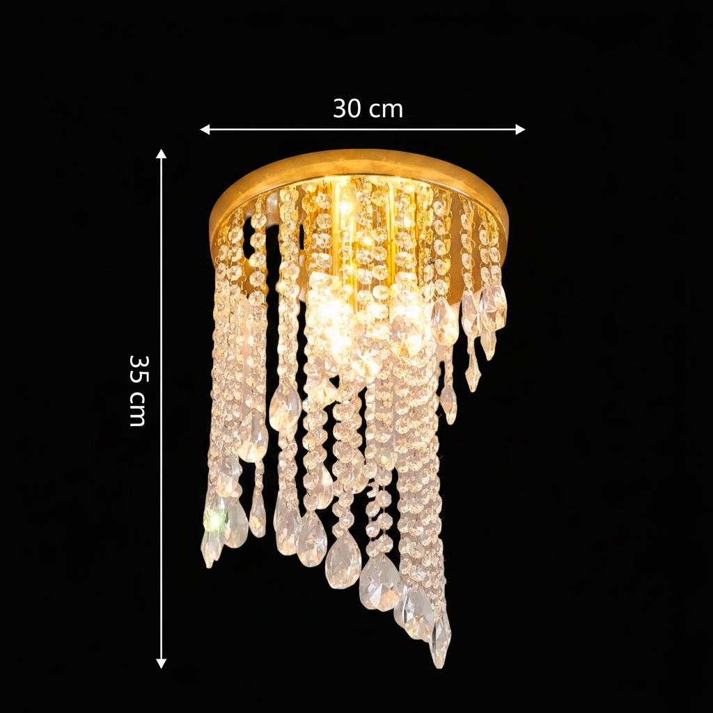 LINDERHOF Petito křišťálový lustr, průměr 30 cm, 2xE14, lesklé zlaté LED lustry a krystaly Výchozí název Alessandro Design