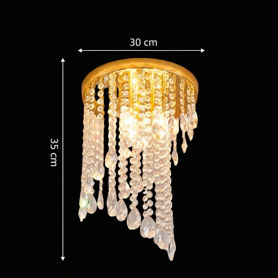 LINDERHOF Petito křišťálový lustr, průměr 30 cm, 2xE14, lesklé zlaté LED lustry a krystaly Výchozí název Alessandro Design