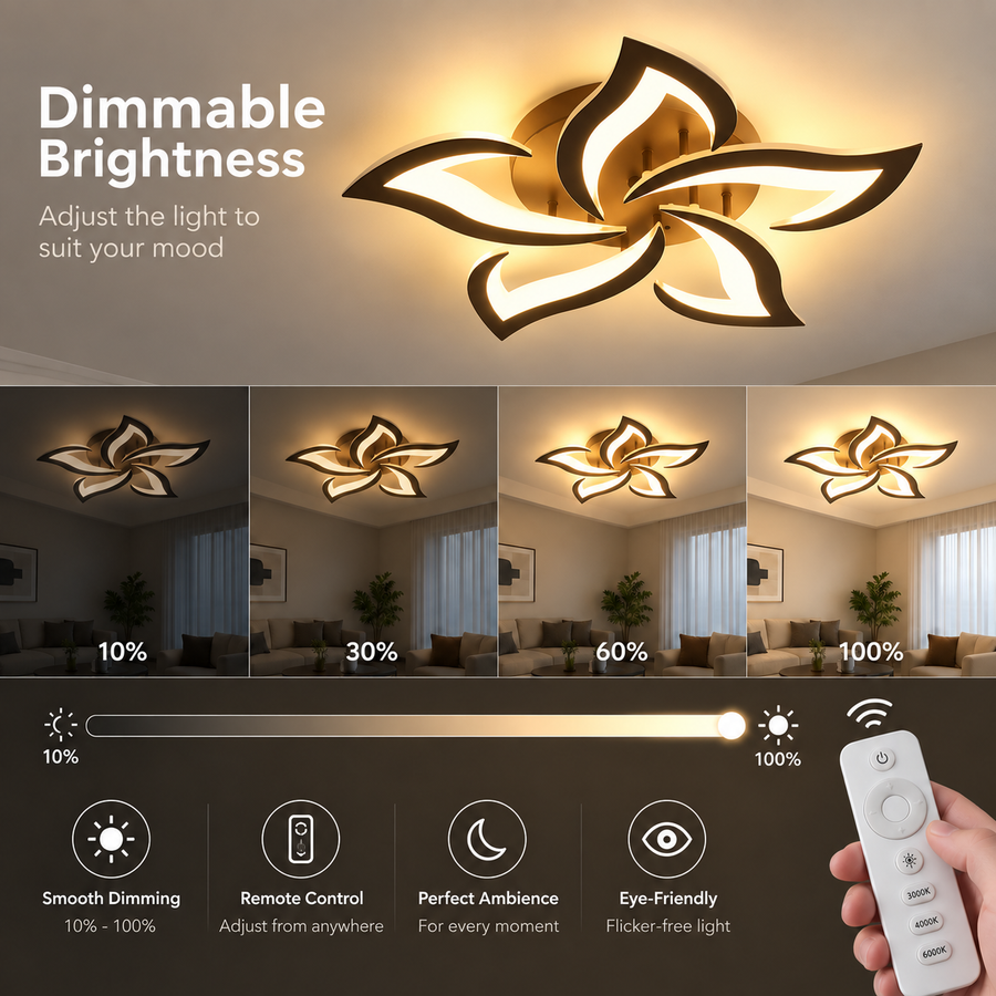 LED lustr s dálkovým ovládáním LT660/5BK, 5 prvků, 54W, světlo 3000/4000/6000K, černý, nastavitelná výška