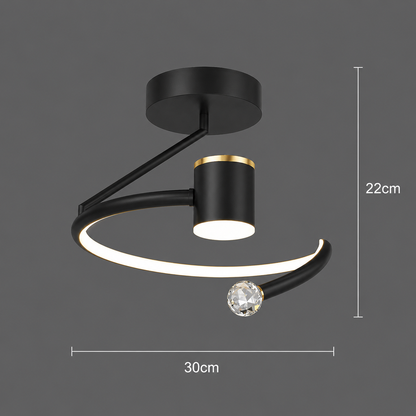 LED lustr, 24W, 30x25cm, studené/teplé/neutrální světlo, černá