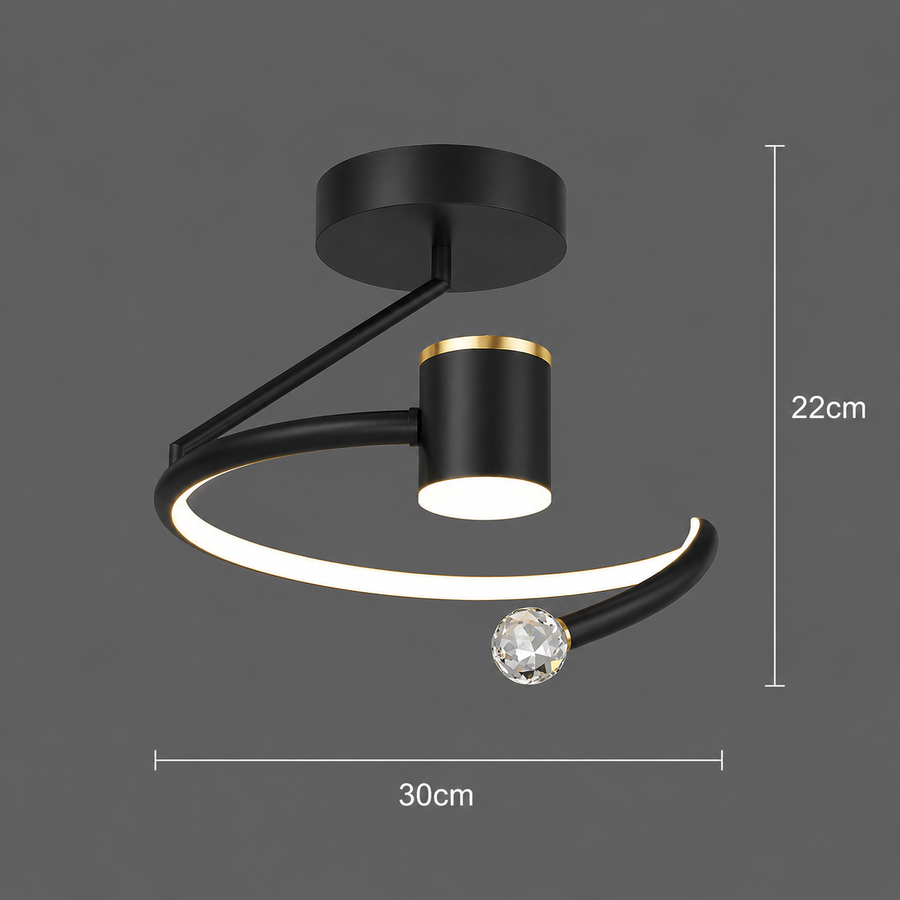 LED lustr, 24W, 30x25cm, studené/teplé/neutrální světlo, černá