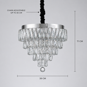 RIGO Crystal LED lustr s dálkovým ovládáním Nobile Průměr 39 cm, lesklý chrom, nastavitelná výška, kov a krystal