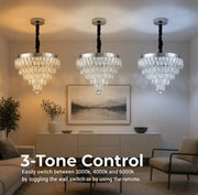RIGO Crystal LED lustr s dálkovým ovládáním Nobile Průměr 39 cm, lesklý chrom, nastavitelná výška, kov a krystal