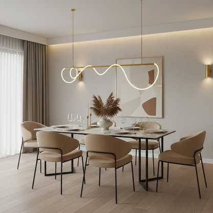 Lustra LED DIVINO cu Tub Silicon Flexibil – 62W, Lumina Reglabila, Auriu Lustre Moderne Default Title Alessandro Design