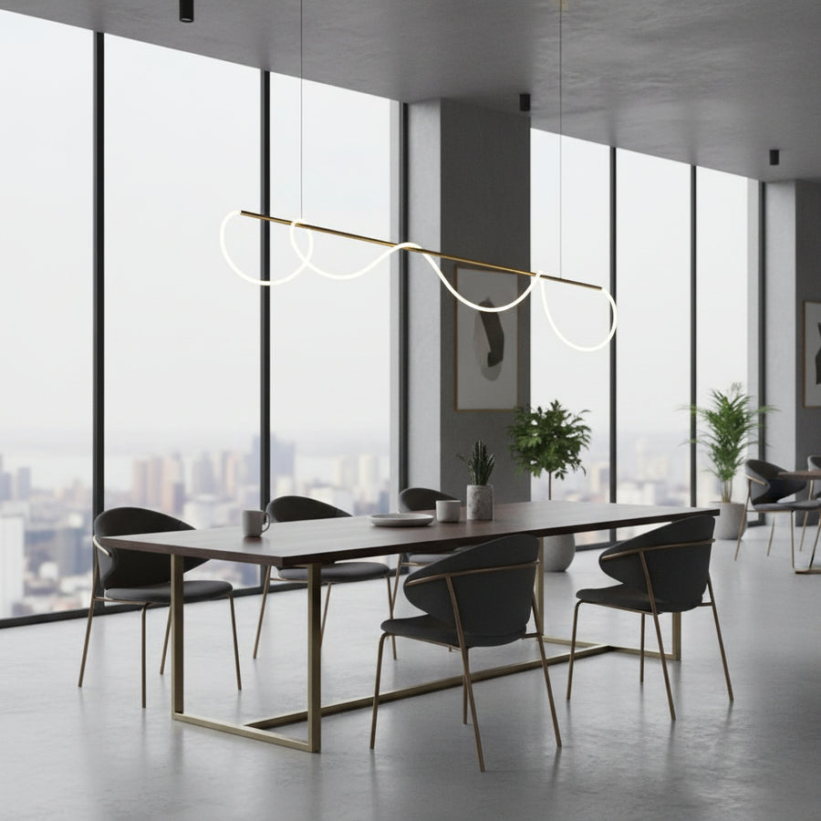 Lustra LED DIVINO cu Tub Silicon Flexibil – 62W, Lumina Reglabila, Auriu Lustre Moderne Default Title Alessandro Design