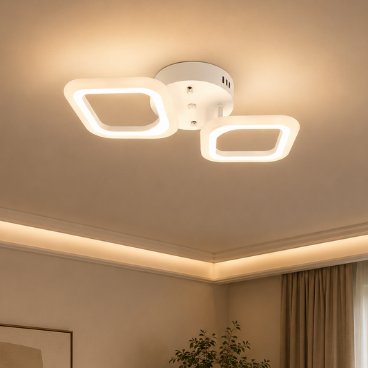LED lustr ERIKA 27W, 2 čtverce, neutrální světlo, bílá
