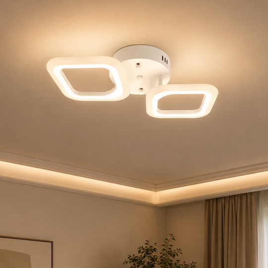 LED lustr ERIKA 27W, 2 čtverce, neutrální světlo, bílá