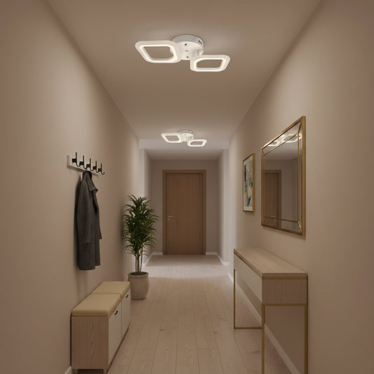 LED lustr ERIKA 11W, 2 čtverce, neutrální světlo, bílá
