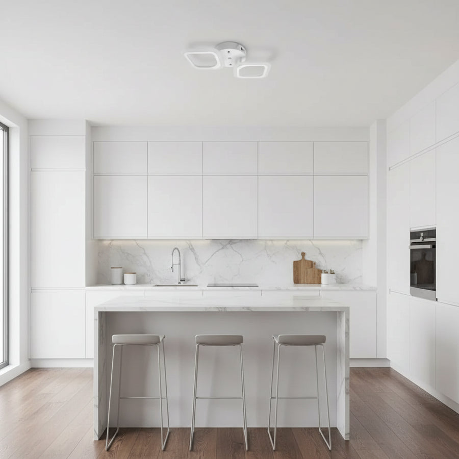 Lustra LED ERIKA 27W, 2 Patrate, lumina Neutra, Alb Lustre LED Aplicate Default Title Alessandro Design