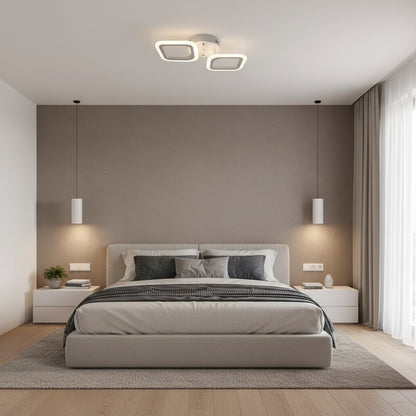 Lustra LED ERIKA 27W, 2 Patrate, lumina Neutra, Alb Lustre LED Aplicate Default Title Alessandro Design