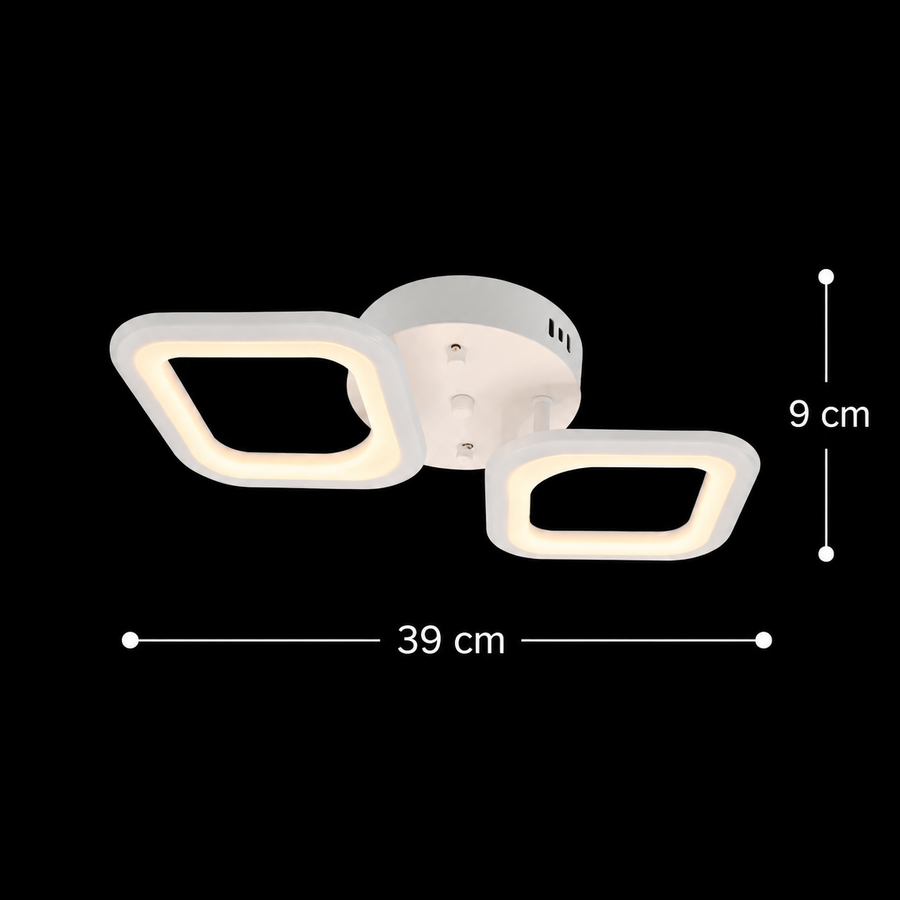 LED lustr ERIKA 11W, 2 čtverce, neutrální světlo, bílá
