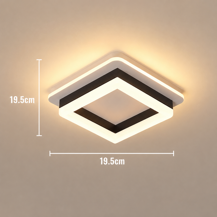 MODERNÍ LED lustr 25W, Délka 20 cm, Čtvercový, Studené/Teplé/Neutrální světlo, Černá