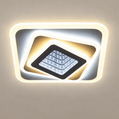 LED lustr NEXA 3D 46W, čtvercový, studené/teplé/neutrální světlo, bílý