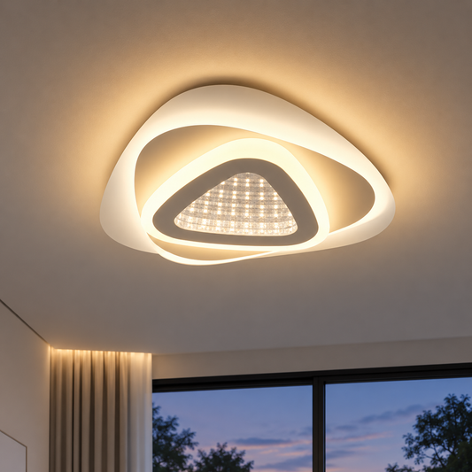 LED lustr NEXA Triangle 3D 39W, bílý, studené/teplé/neutrální světlo