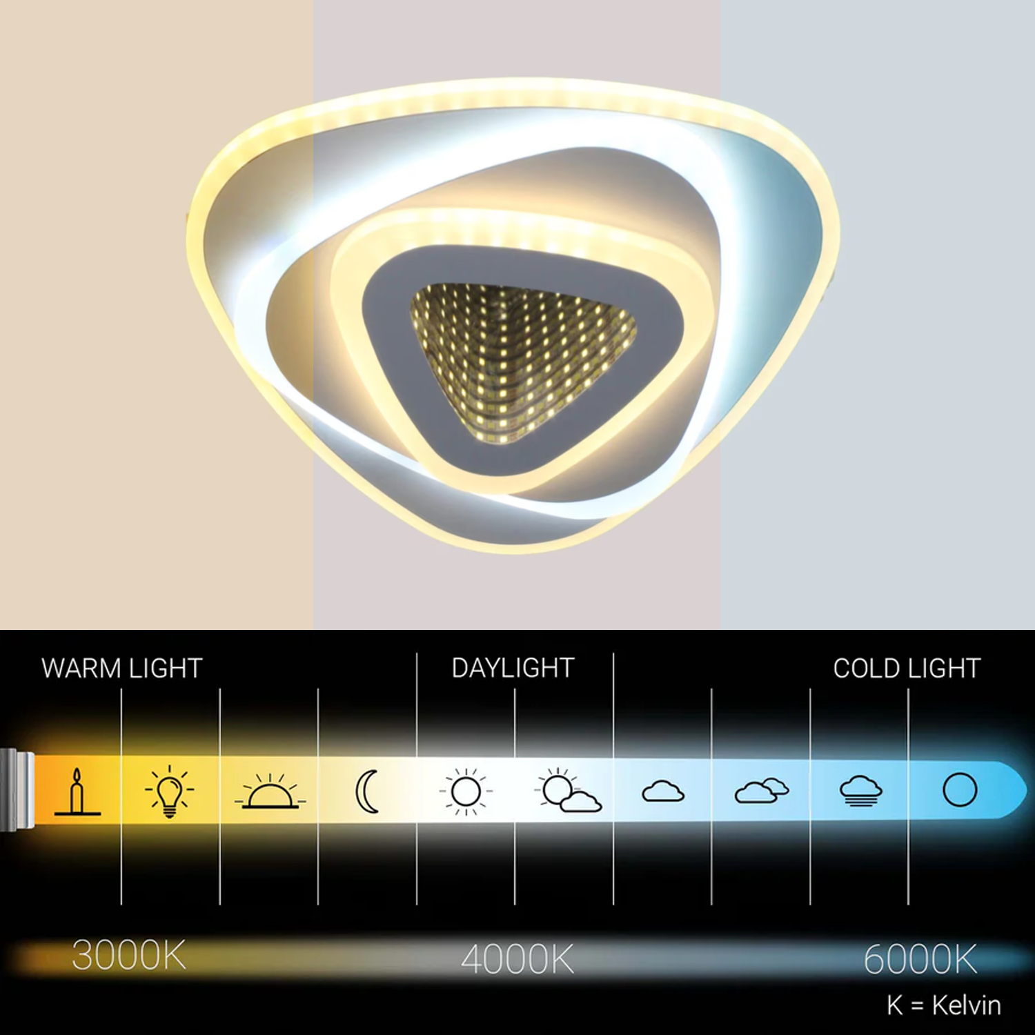 LED lustr NEXA Triangle 3D 40W, bílý, studené/teplé/neutrální světlo LED lustry Výchozí název Alessandro Design