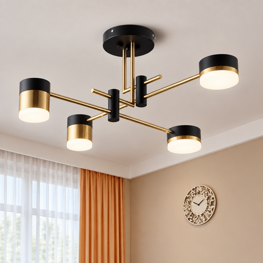 Palius LED lustr 48W černý, 4 ramena Výchozí název Alessandro Design