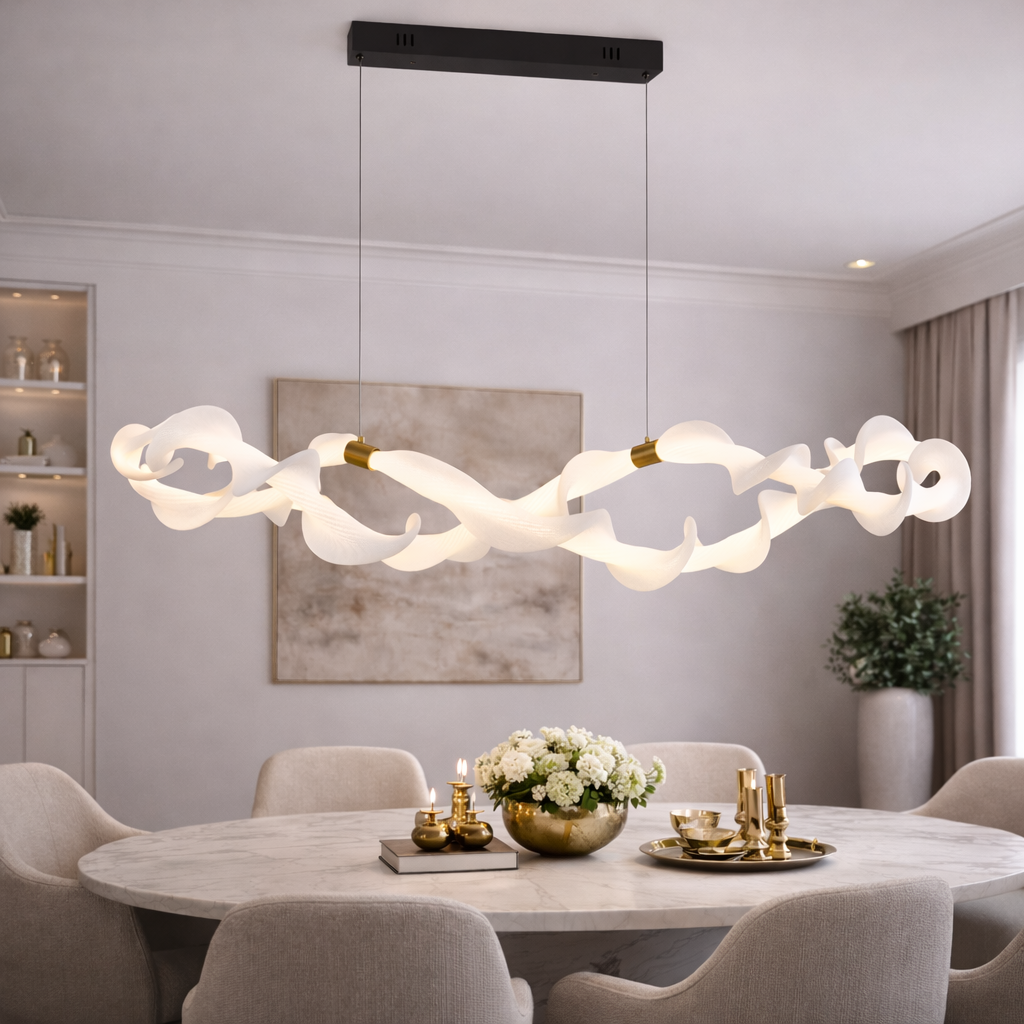 Závěsný akrylový LED lustr UNDA Infinity, 36W, teplé/neutrální/studené světlo 3000/4000/6000K, zlatá bílá, nastavitelná výška Moderní lustry Výchozí název Alessandro Design