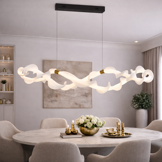 Závěsný akrylový LED lustr UNDA Infinity, 36W, teplé/neutrální/studené světlo 3000/4000/6000K, zlatá bílá, nastavitelná výška Moderní lustry Výchozí název Alessandro Design