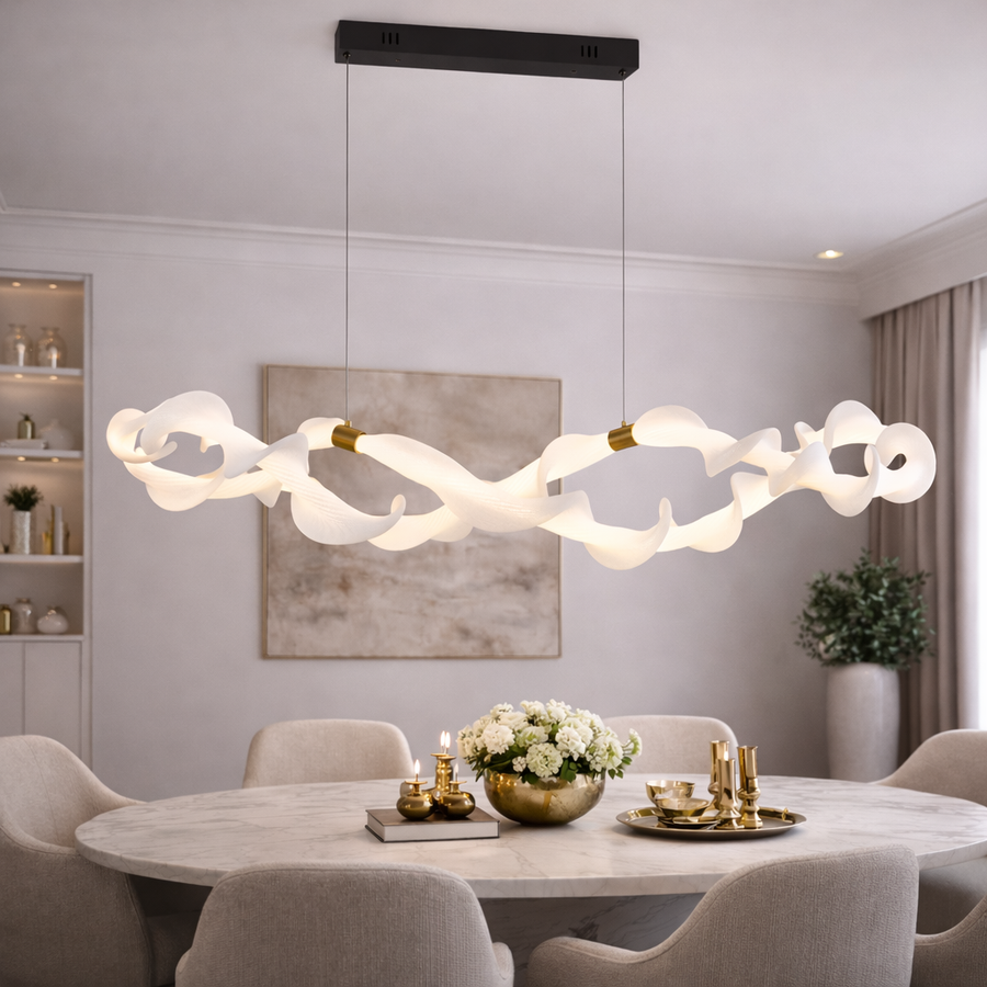 Závěsný akrylový LED lustr UNDA Infinity, 36W, teplé/neutrální/studené světlo 3000/4000/6000K, zlatá bílá, nastavitelná výška Moderní lustry Výchozí název Alessandro Design
