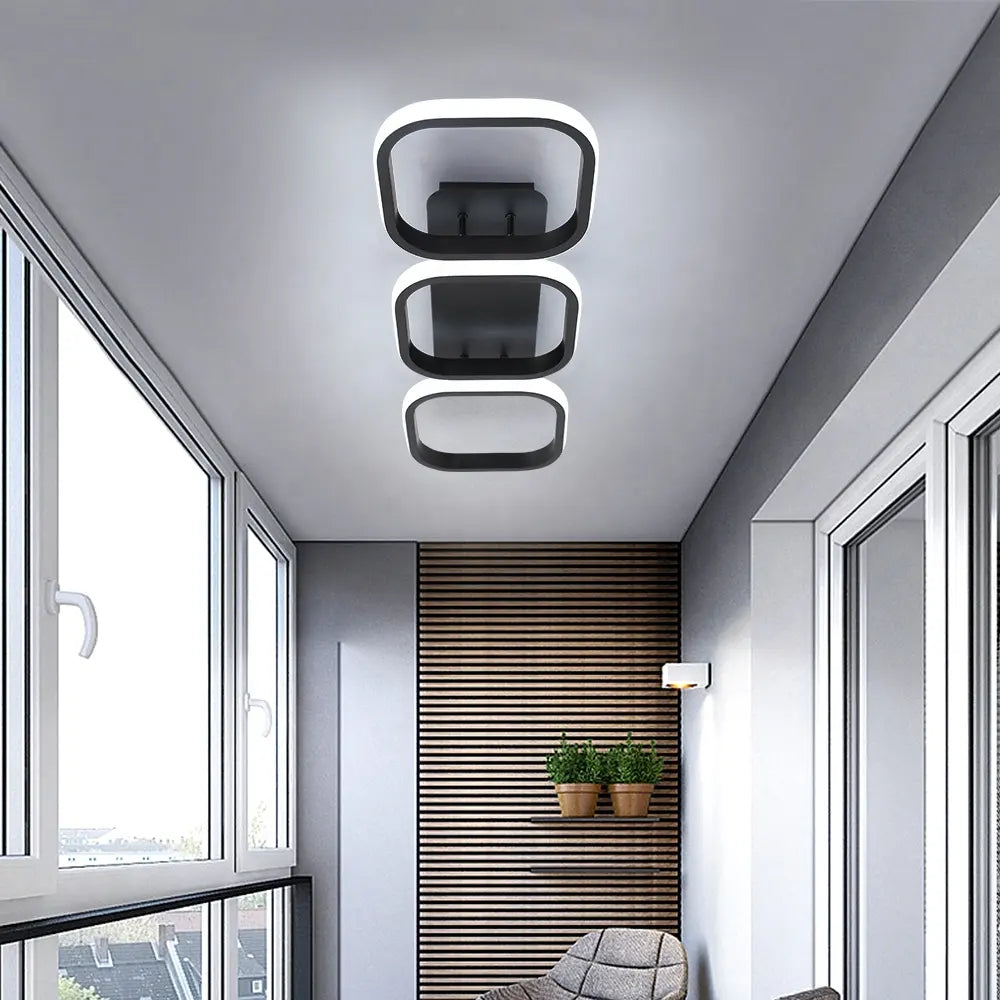 Lustra LED VERTEX 34W, 3 Patrate, Liniara, lumina Rece/Calda/Neutra, Neagra Lustre LED Default Title Alessandro Design
