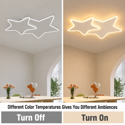 LED lustr s dálkovým ovládáním 41W, Hvězdy, Studené/Teplé/Neutrální světlo, Stmívatelné, Bílá