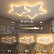 LED lustr s dálkovým ovládáním 41W, Hvězdy, Studené/Teplé/Neutrální světlo, Stmívatelné, Bílá