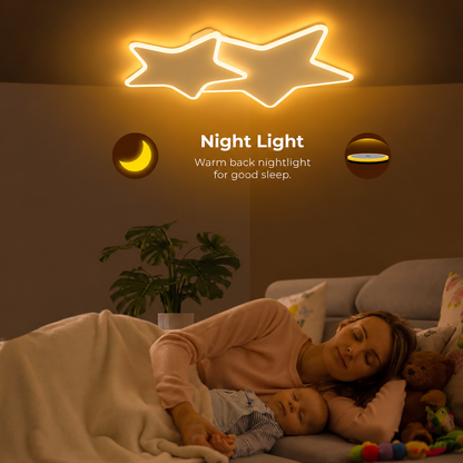 LED lustr s dálkovým ovládáním 41W, Hvězdy, Studené/Teplé/Neutrální světlo, Stmívatelné, Bílá