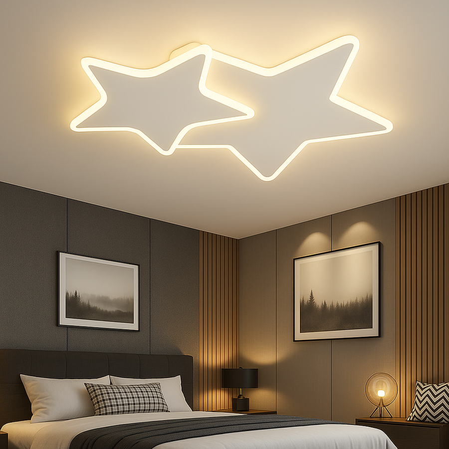 LED lustr s dálkovým ovládáním 41W, Hvězdy, Studené/Teplé/Neutrální světlo, Stmívatelné, Bílý LED lustr s dálkovým ovládáním Výchozí název Alessandro Design