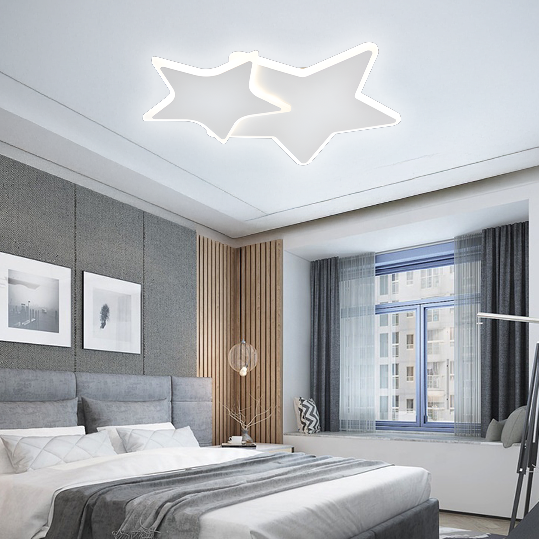 LED lustr s dálkovým ovládáním 41W, Hvězdy, Studené/Teplé/Neutrální světlo, Stmívatelné, Bílý LED lustr s dálkovým ovládáním Výchozí název Alessandro Design