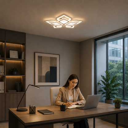 LED lustr s dálkovým ovládáním DALIA 170W, 5 okvětních lístků, Studené/Teplé/Neutrální světlo, Stmívatelné, Bílá