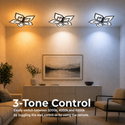 LED lustr s dálkovým ovládáním DALIA 96W, 5 okvětních lístků, Studené/Teplé/Neutrální světlo, Stmívatelné, Černá
