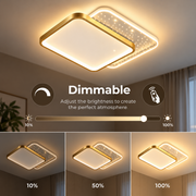 LED lustr s dálkovým ovládáním GILDRA 48W, 2 čtverce, studené/teplé/neutrální světlo, stmívatelný, zlatý