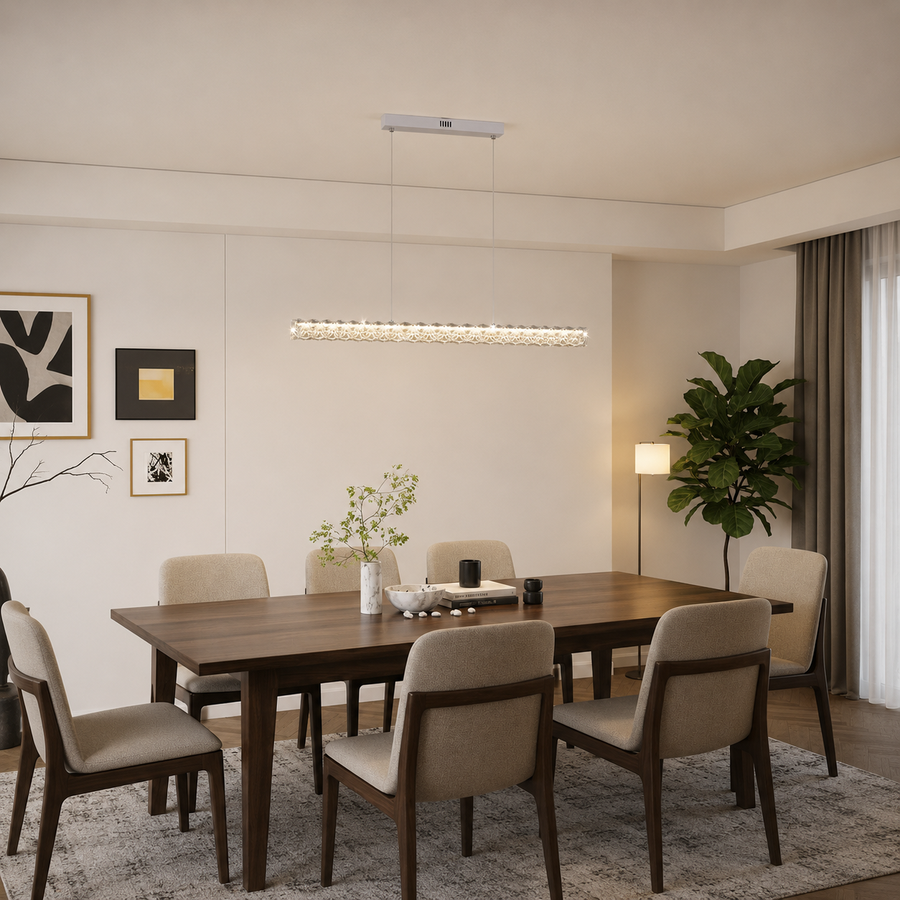 KANGNING Dálkový ovladač LED lustr, 3000K/4000K/6000K, 120W, kov a akryl, bílý