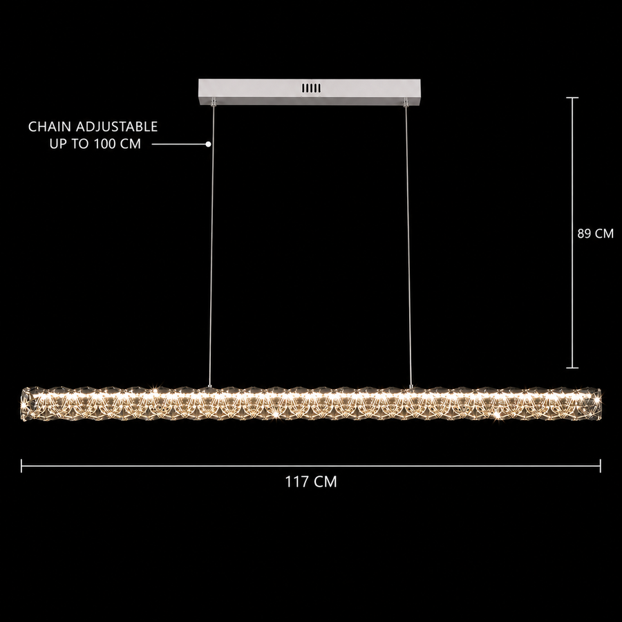 KANGNING Dálkový ovladač LED lustr, 3000K/4000K/6000K, 120W, kov a akryl, bílý