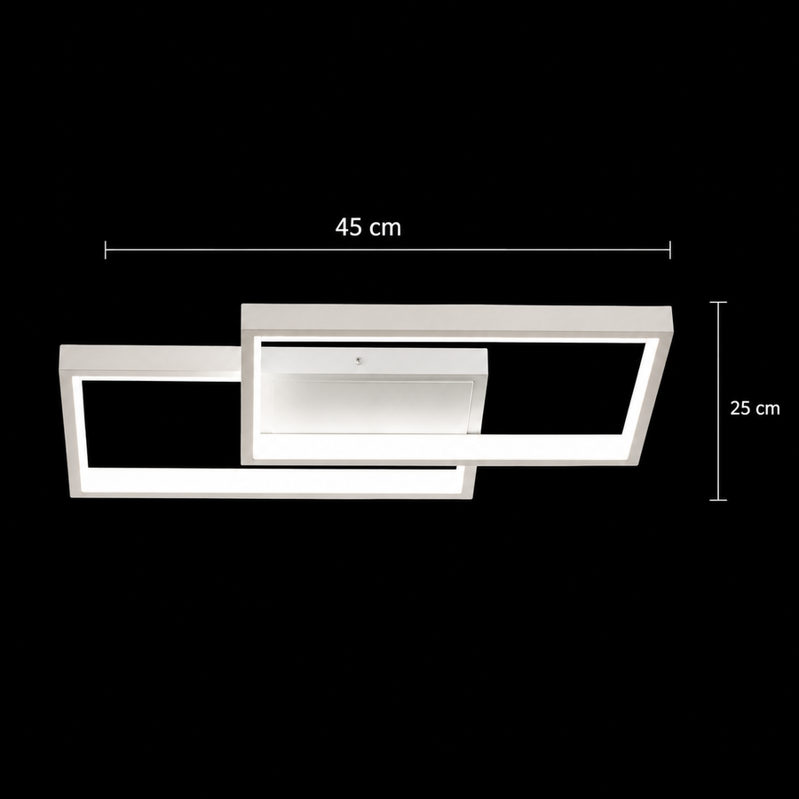 LED lustr s dálkovým ovládáním LANDYN 37W, 2 čtverce, studené/teplé/neutrální světlo, stmívatelné, bílá