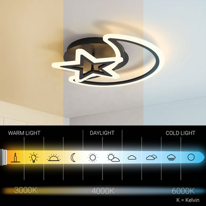 LED lustr s dálkovým ovládáním MOON AND STAR 59W, 2 Elements, Studené/Teplé/Neutrální světlo, Stmívatelné, Černé LED lustry s dálkovým ovládáním Výchozí název Alessandro Design