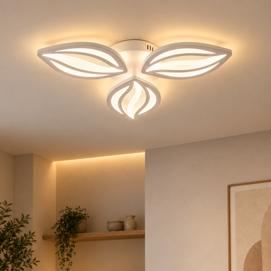 LED lustr s dálkovým ovládáním ORCHID 40W, 3 okvětní lístky, Studené/Teplé/Neutrální světlo, Stmívatelné, Bílá