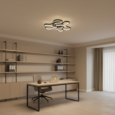 LED lustr s dálkovým ovládáním ORMS Eleganza, 3000K/4000K/6000K, 126W, kov a plast, černá
