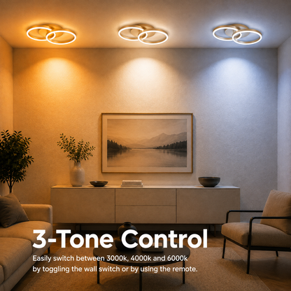 LED lustr s dálkovým ovládáním RINOVA 41W, 2 kruhy, studené/teplé/neutrální světlo, stmívatelné, zlatá