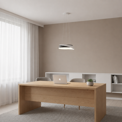 LED lustr s dálkovým ovládáním SCHECTE, 3000K/4000K/6000K, 96W, kov a plast, bílá+černá