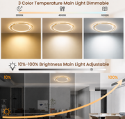 LED lustr s dálkovým ovládáním SOLARA 51W, 2 kruhy, studené/teplé/neutrální světlo, stmívatelné, bílé zlato